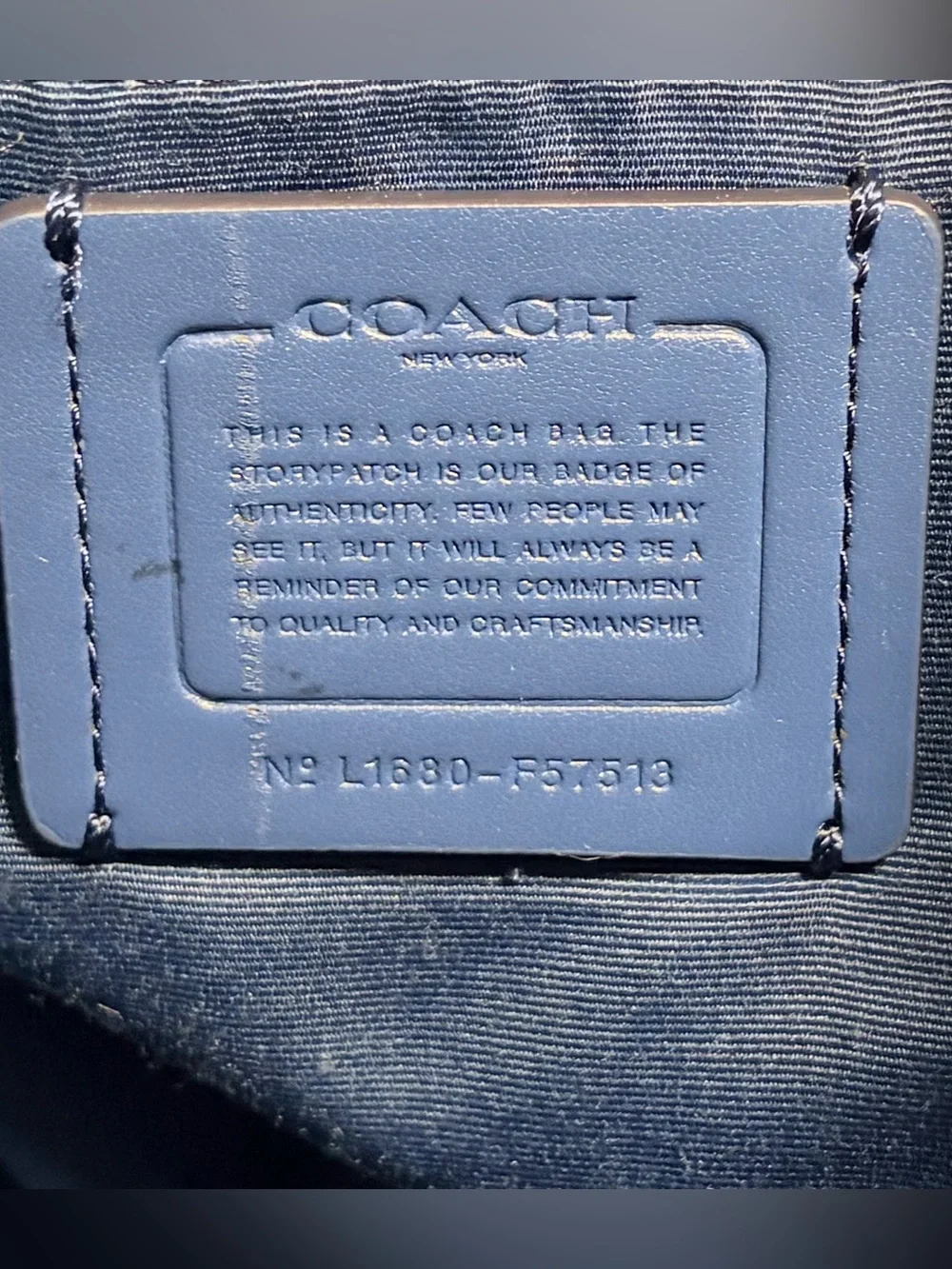 Coach Blue Central Studded Pebble Leather Satchel - Picture 9 of 11